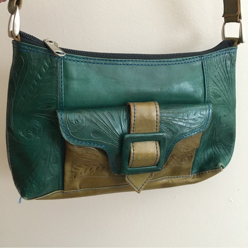 Leaders in Leather Tooled Leather  Shoulder Bag